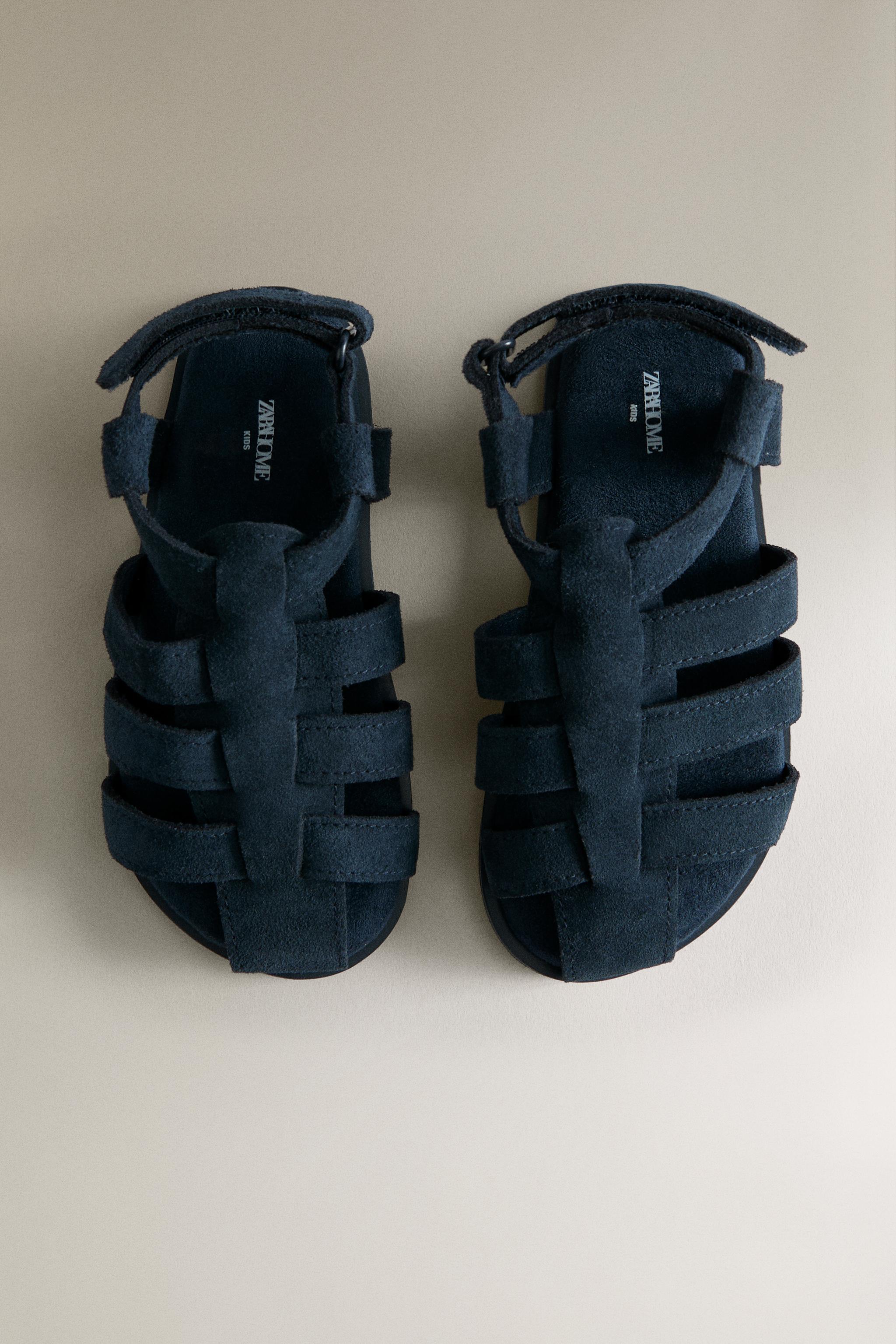 KIDS LEATHER CAGE SANDALS